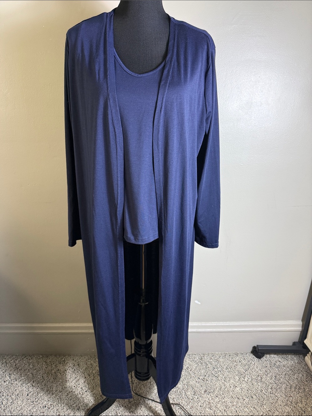 Ranlege Navy Long Open Front Duster Cardigan with Tank Sz XXL 14 NEW